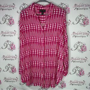 Love & legend button up long sleeve blouse picnic 🧺 pattern pink white cottage